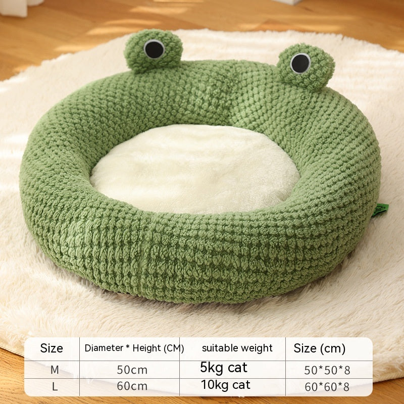 Pet Cat Dog Nest Little Frog Series Warm Plush Mat Autumn Winter Pet House Full Package Nest For Small Cats Dogs Within 5KG - Pets Crazy Shops