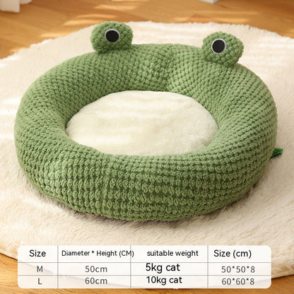 Pet Cat Dog Nest Little Frog Series Warm Plush Mat Autumn Winter Pet House Full Package Nest For Small Cats Dogs Within 5KG - Pets Crazy Shops