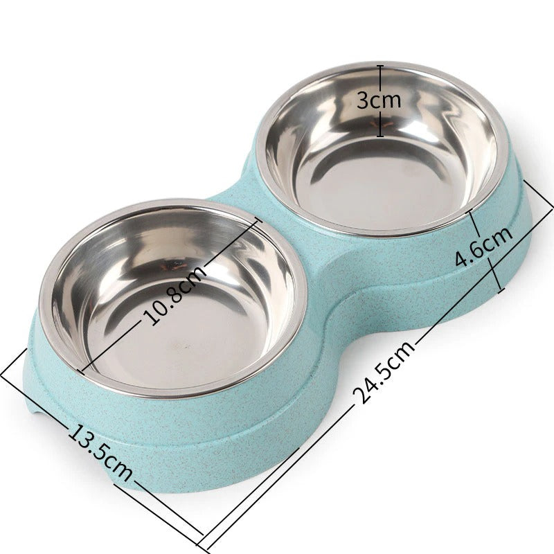 Double Pet Bowls Dog Food Water Feeder Stainless Steel Pet Drinking Dish Feeder Cat Puppy Feeding Supplies Small Dog Accessories - Pets Crazy Shops