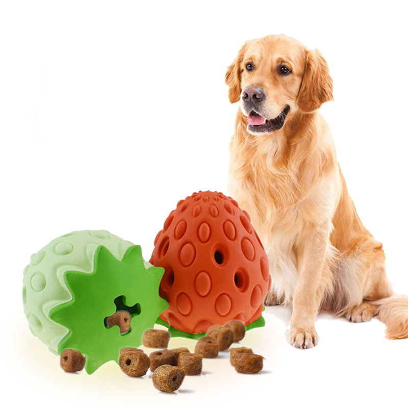 Pet Toy Chew Resistant Strawberry Leak Food Ball Pet Supplies Dog And Cat Toys - Pets Crazy Shops