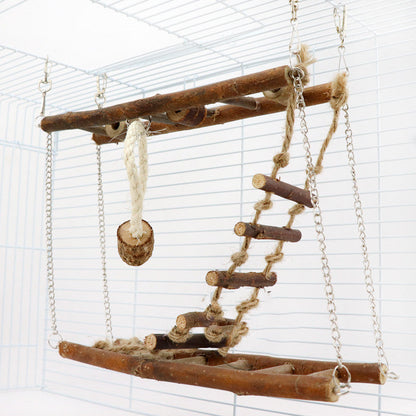 Suspension Bridge Wooden Ladder Bridge Climbing Frame Toy - Pets Crazy Shops