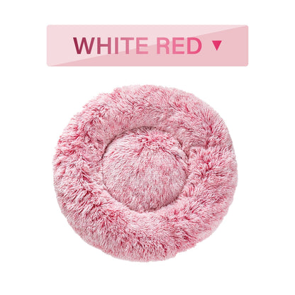 Fluffy Donut Dog Bed  Warm Soft Long Plush Pet Cushion Dog House Cat  Bed Washable Pet Sofa Mat Calming Samll Large Dog Beds - Pets Crazy Shops