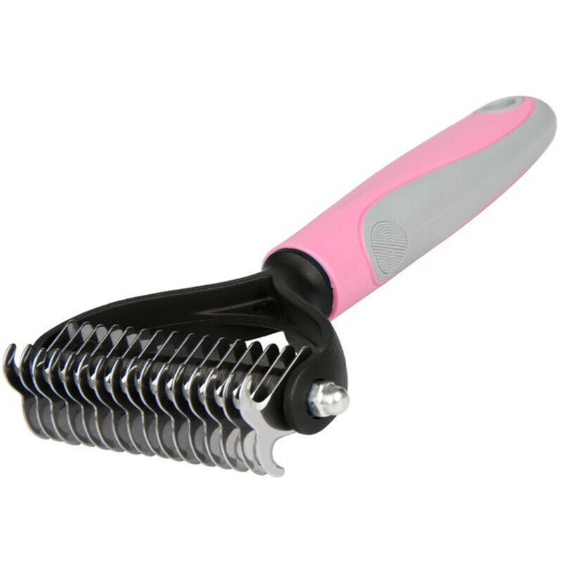 Grooming Brush For Pet Dog Cat Deshedding Tool Rake Comb Fur Remover Reduce 2-Side Dematting Tool For Dogs Cats Pets Grooming Brush Double Sided Shedding And Dematting Undercoat Rake Hair Removal Comb - Pets Crazy Shops