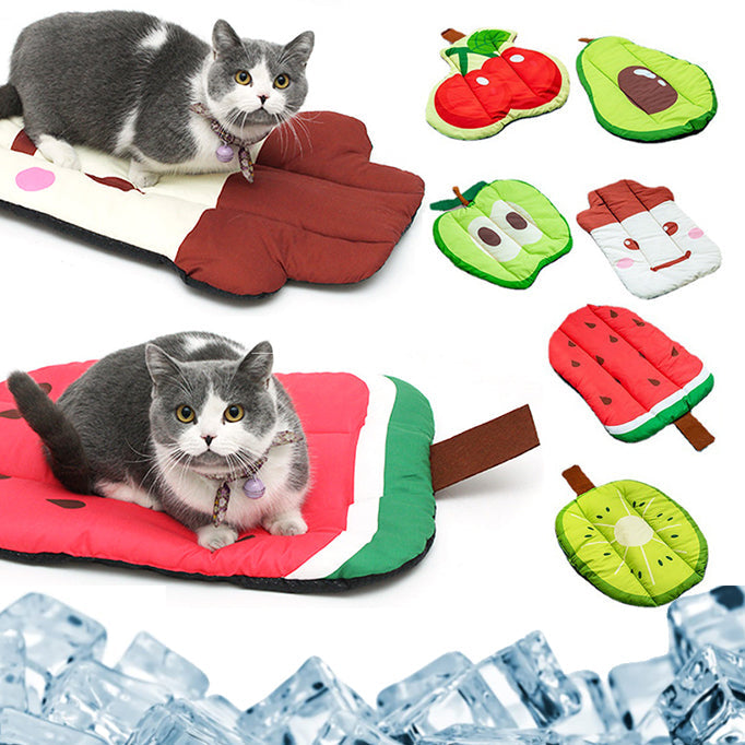 Dog Cooling Mat Pet Beds Cat Rug Ice Silk Pet Self Cooling Pad Blanket Summer Washable Oxford Farbric Cooling Down Summer Fruit - Pets Crazy Shops