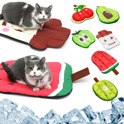 Dog Cooling Mat Pet Beds Cat Rug Ice Silk Pet Self Cooling Pad Blanket Summer Washable Oxford Farbric Cooling Down Summer Fruit - Pets Crazy Shops