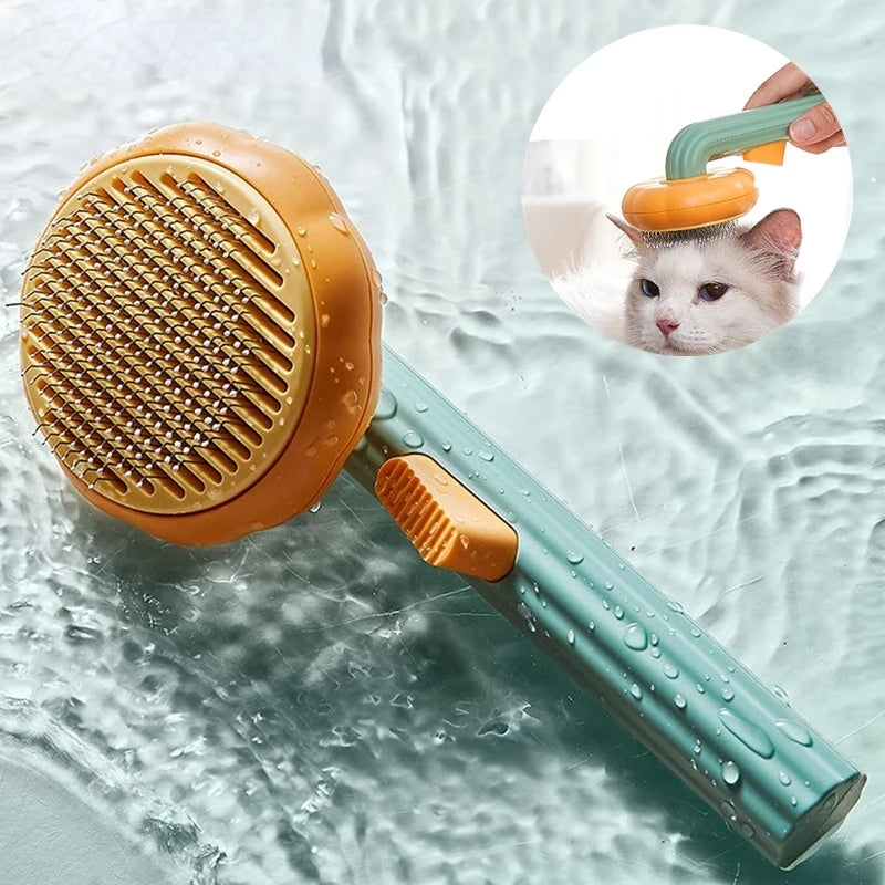 Pumpkin Self Cleaning Slicker Comb For Dog Cat Puppy Rabbit, Grooming Brush Tool Gently Removes Loose Undercoat Tangled Hair - Pets Crazy Shops