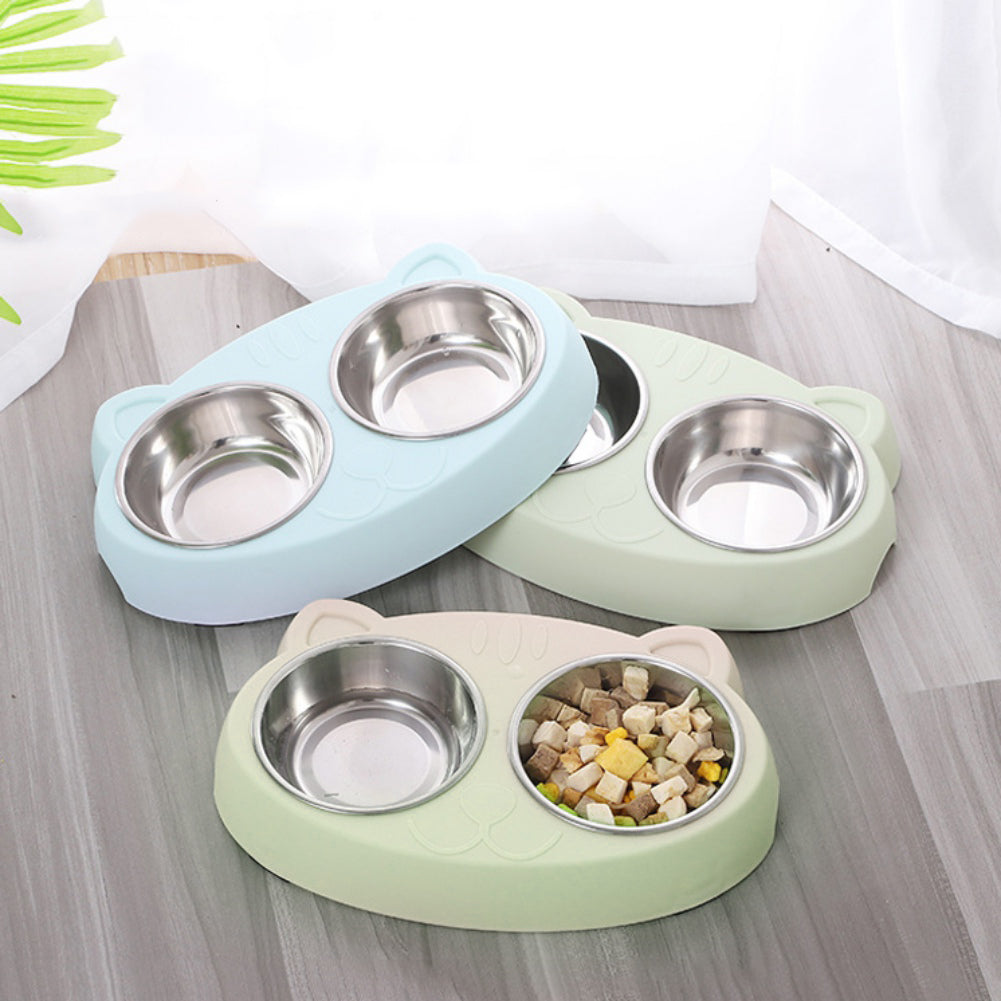 Dog Bowls Double Dog Water And Food Bowls Stainless Steel Bowls With Non-Slip Resin Station, Pet Feeder Bowls For Puppy Medium Dogs Cats - Pets Crazy Shops
