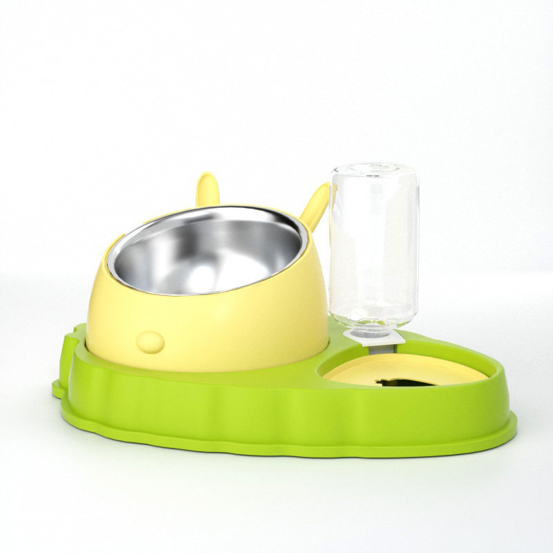 Double Bowl Stainless Steel Carrots Antiskid Pet Feeding Tool Tilt Design Carrot Appearance Dog Bowl For Indoor Pets Products - Pets Crazy Shops