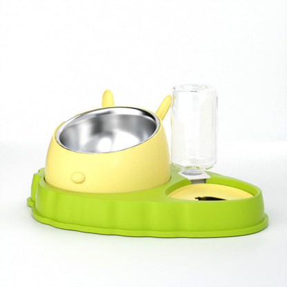 Double Bowl Stainless Steel Carrots Antiskid Pet Feeding Tool Tilt Design Carrot Appearance Dog Bowl For Indoor Pets Products - Pets Crazy Shops