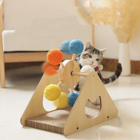 Solid Wood Rotary Table Cat Scratch Board Sisal Hemp Pet Products - Pets Crazy Shops