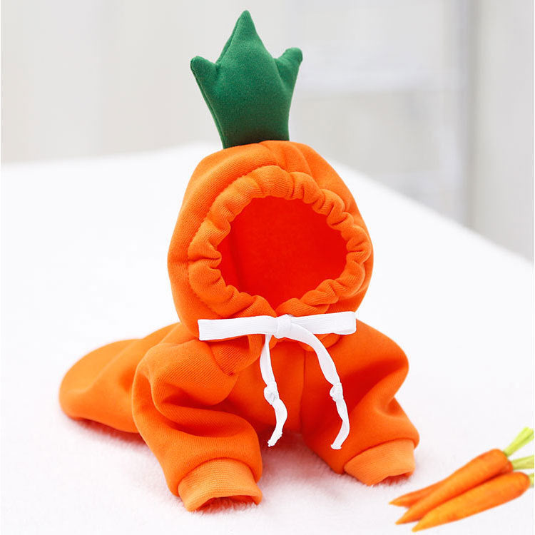 Fruit Dog Clothes Two-legged Hooded Outfits Green Fleece Clothing Autumn Winter Hoodies - Pets Crazy Shops