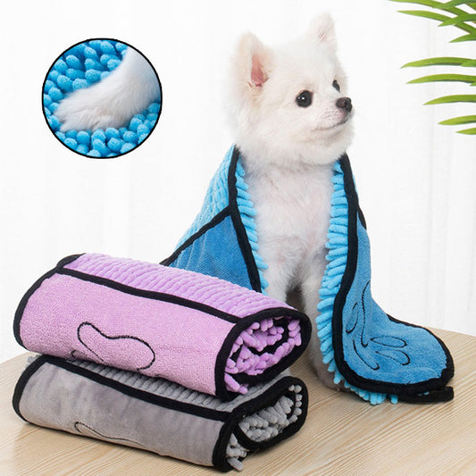 Super Absorbent Pet Bath Towel | Dog & Cat Chenille Quick-Dry Towel