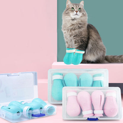 Adjustable Cat Foot Claw Cover Anti-Scratch Prickly Nail Glove Cat Boots For Cats Only, Anti-Scratch Cat Feet Claw Covers Adjustable Prickly Anti-Off Shoes Nail Glove - Pets Crazy Shops