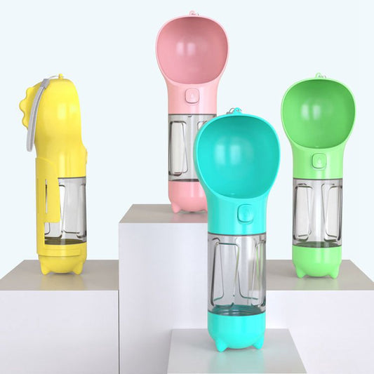 Portable Cat Dog Water Bottle Food Feeder Drinker Poop Dispenser 3 In 1 Leak-proof Multifunctional Dog Water Bottle  -  - Pets Crazy Shops -