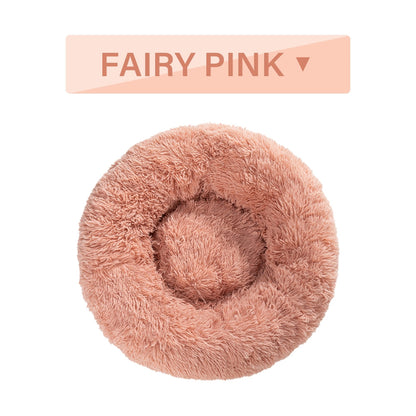 Fluffy Donut Dog Bed  Warm Soft Long Plush Pet Cushion Dog House Cat  Bed Washable Pet Sofa Mat Calming Samll Large Dog Beds - Pets Crazy Shops