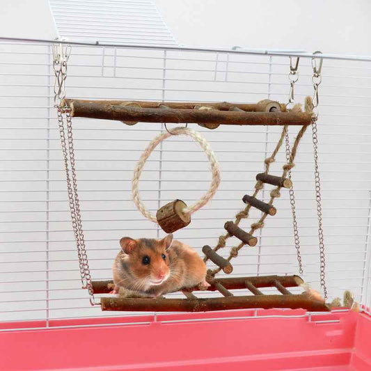 Suspension Bridge Wooden Ladder Bridge Climbing Frame Toy  -  - Pets Crazy Shops -