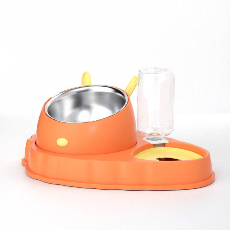 Double Bowl Stainless Steel Carrots Antiskid Pet Feeding Tool Tilt Design Carrot Appearance Dog Bowl For Indoor Pets Products - Pets Crazy Shops