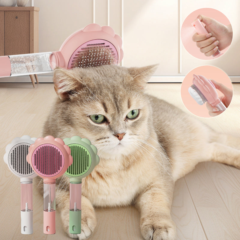 2 In 1 Self Cleaning Dog Brush Comb With Spray Pets Grooming Hair Remover Combs Brush Floating Hair Pet Grooming Brush Pet Products - Pets Crazy Shops