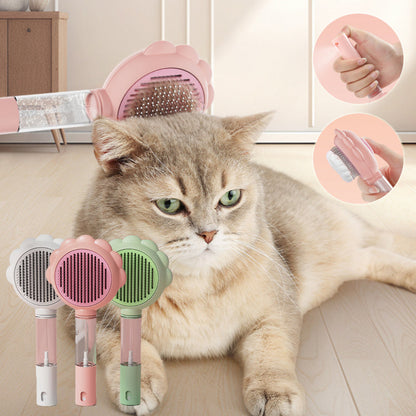 2 In 1 Self Cleaning Dog Brush Comb With Spray Pets Grooming Hair Remover Combs Brush Floating Hair Pet Grooming Brush Pet Products - Pets Crazy Shops