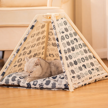 Removable Cat Bed House Dog Bed Kennel Sofa Cushion Puppy Bed Cat Rug Dog House Pet Beds For Dogs Cat House Cama Gatos Dog Tent - Pets Crazy Shops