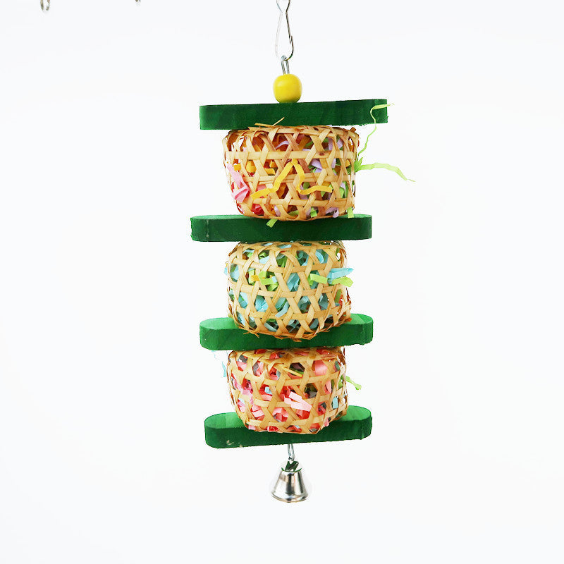 Parrot Supplies Bird Toy Rattan Woven Paper Silk Wood Gnawing Skewers - Pets Crazy Shops
