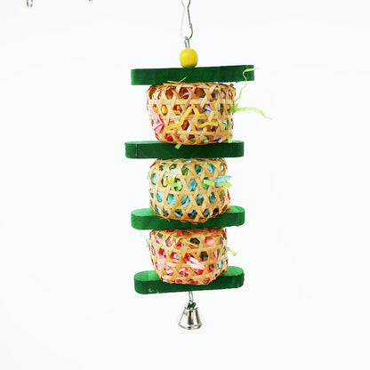 Parrot Supplies Bird Toy Rattan Woven Paper Silk Wood Gnawing Skewers - Pets Crazy Shops