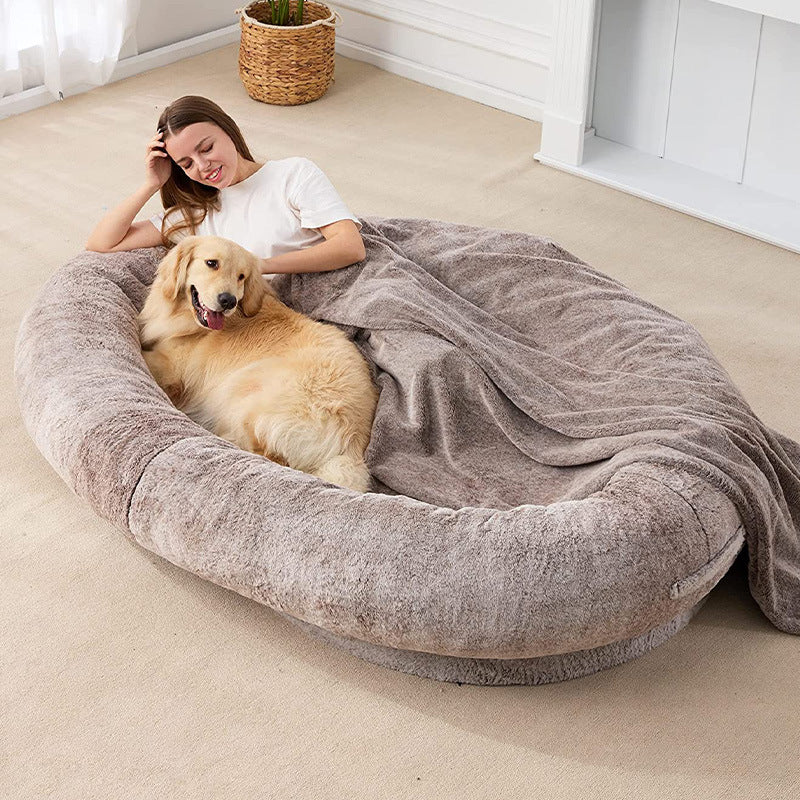 Large Human Short Plush Dog Bed - Pets Crazy Shops
