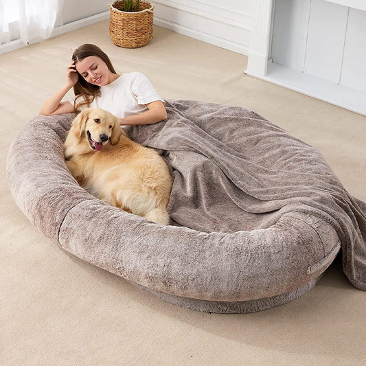 Large Human Short Plush Dog Bed - Pets Crazy Shops