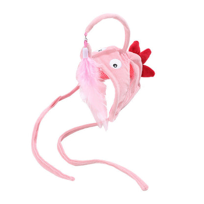 New Head Wearing Feather Funny Cat Stick Funny Cat Toy Stick Gray Big Eye Pet Toys Pet Products - Pets Crazy Shops