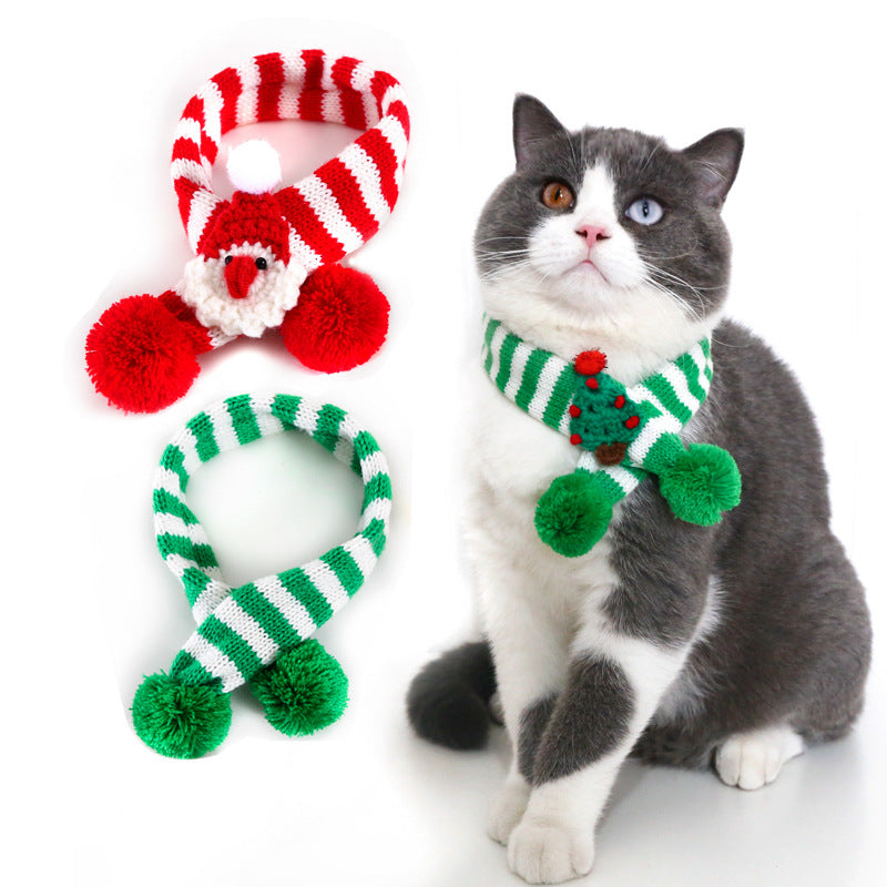 Pet Knitted Woolen Striped Christmas Scarf - Pets Crazy Shops