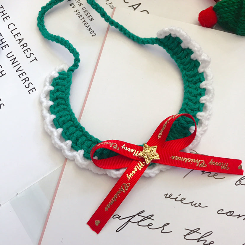 Wool Pet Collar Hand Woven Collar Christmas Pet Accessories - Pets Crazy Shops