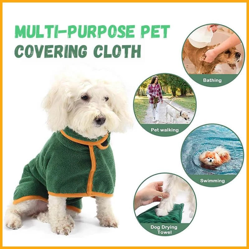 Dog Bathrobe Pet Drying Coat Microfiber Absorbent Beach Towel For Large Medium Small Dogs Cats Fast Dry - Pets Crazy Shops