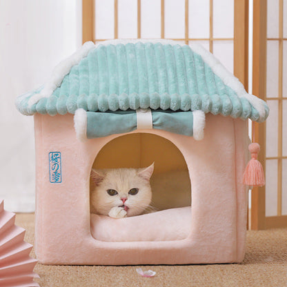 Cat House Removable And Washable Cat Bed Pet Supplies Enclosed Cat House Villa - Pets Crazy Shops