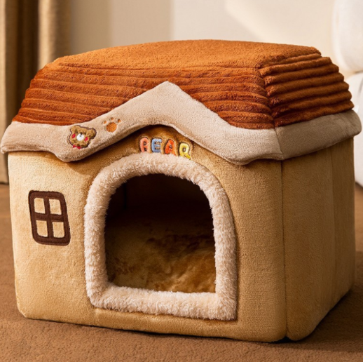 Foldable Dog House Pet Cat Bed Winter Dog Villa Sleep Kennel Removable Nest Warm Enclosed Cave Sofa Pets Supplies - Pets Crazy Shops