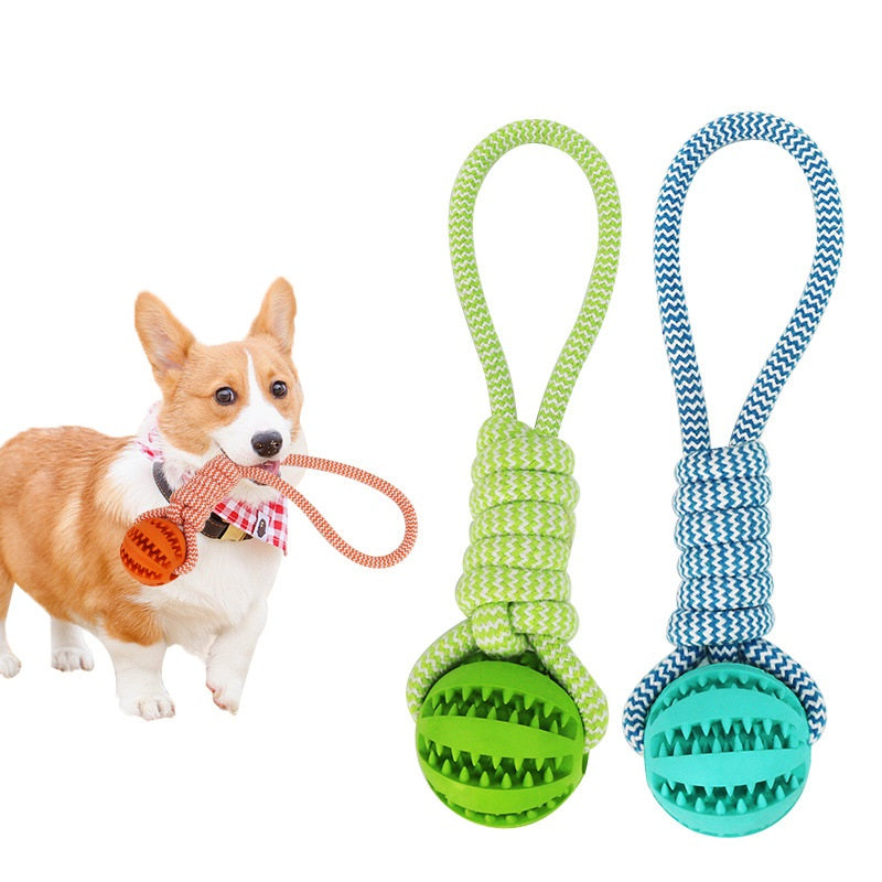 Dog Toys Treat Balls Interactive Hemp Rope Rubber Leaking Balls For Small Dogs Chewing Bite Resistant Toys Pet Tooth Cleaning Bite Resistant Toy Ball For Pet Dogs Puppy - Pets Crazy Shops