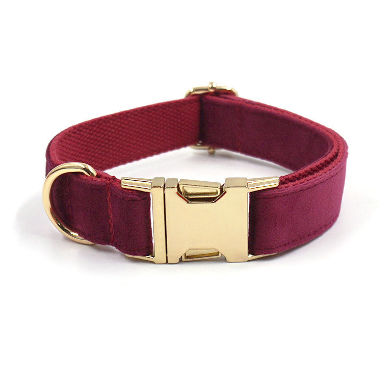 Soft Burgundy Velvet Pet Collar Dog Collar - Pets Crazy Shops