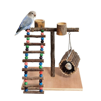 Solid Wood Parrot Station Frame Training Bird Shelf Parrot Toys - Pets Crazy Shops