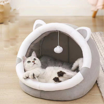 Pet cat litter closed cat litter kennel winter plus velvet - Pets Crazy Shops