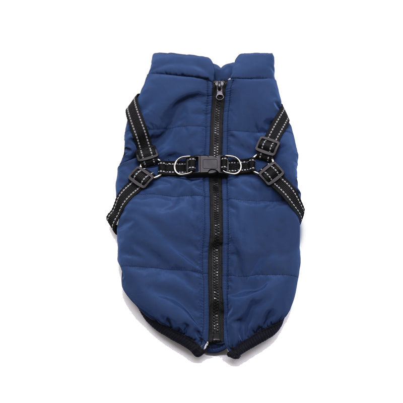 Pet Clothes Winter Dog Cotton Coat Chest Back Integrated Cotton Vest - Pets Crazy Shops