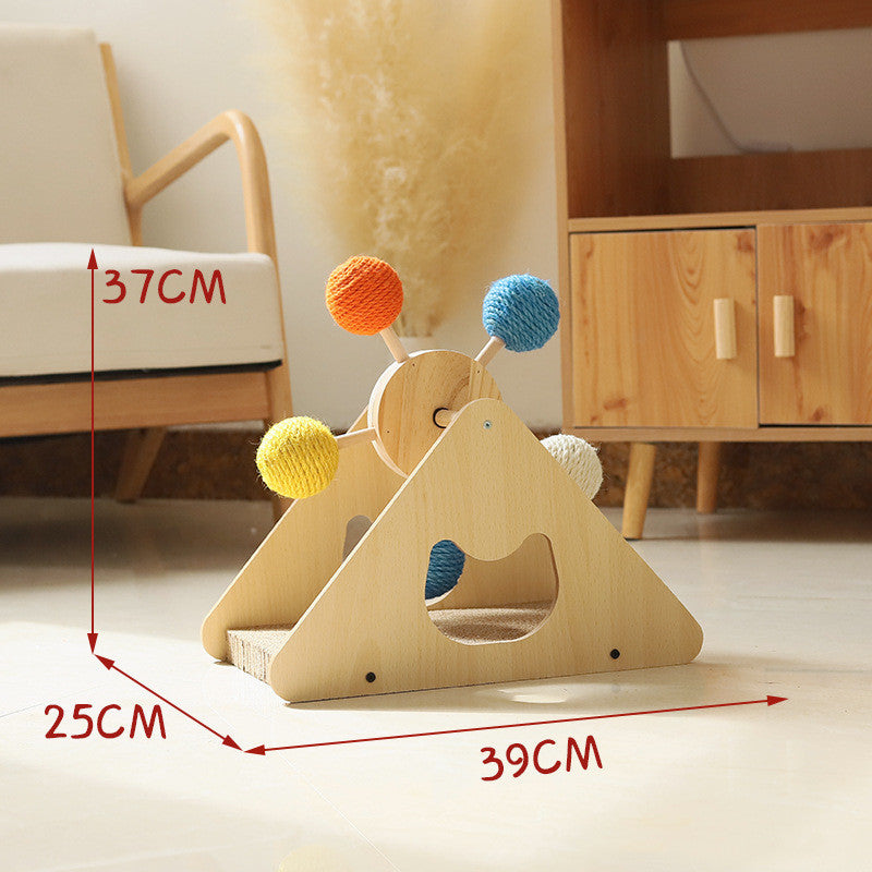 Solid Wood Rotary Table Cat Scratch Board Sisal Hemp Pet Products - Pets Crazy Shops