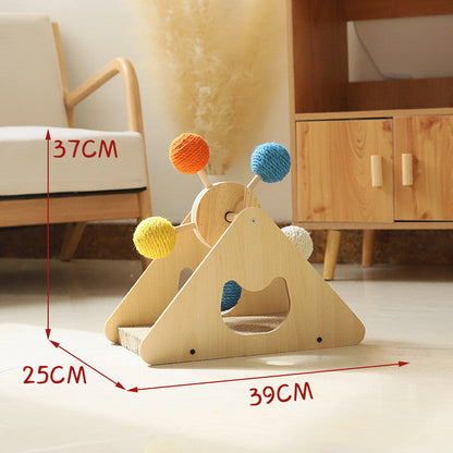 Solid Wood Rotary Table Cat Scratch Board Sisal Hemp Pet Products - Pets Crazy Shops