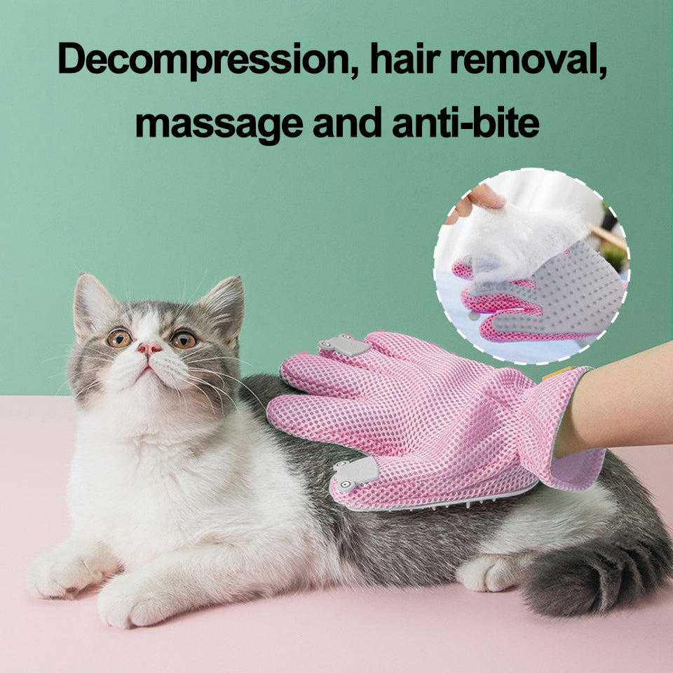 Pet Glove Cat Grooming Glove Cat Hair Deshedding Brush Gloves Cat Floating Hair Pet Hair Removal Brush Dog Bathing Massage Comb Silicone Hair Removal Gloves - Pets Crazy Shops