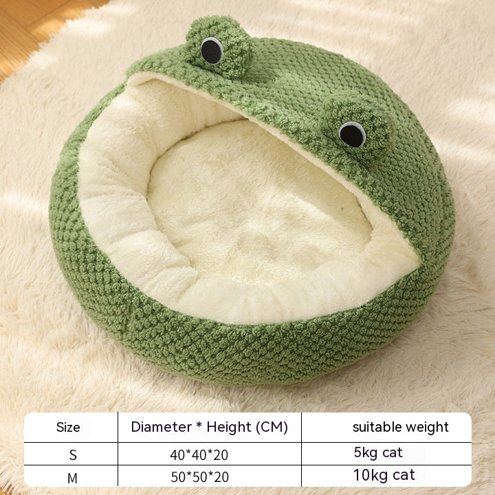 Pet Cat Dog Nest Little Frog Series Warm Plush Mat Autumn Winter Pet House Full Package Nest For Small Cats Dogs Within 5KG - Pets Crazy Shops