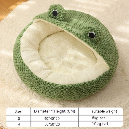 Pet Cat Dog Nest Little Frog Series Warm Plush Mat Autumn Winter Pet House Full Package Nest For Small Cats Dogs Within 5KG - Pets Crazy Shops