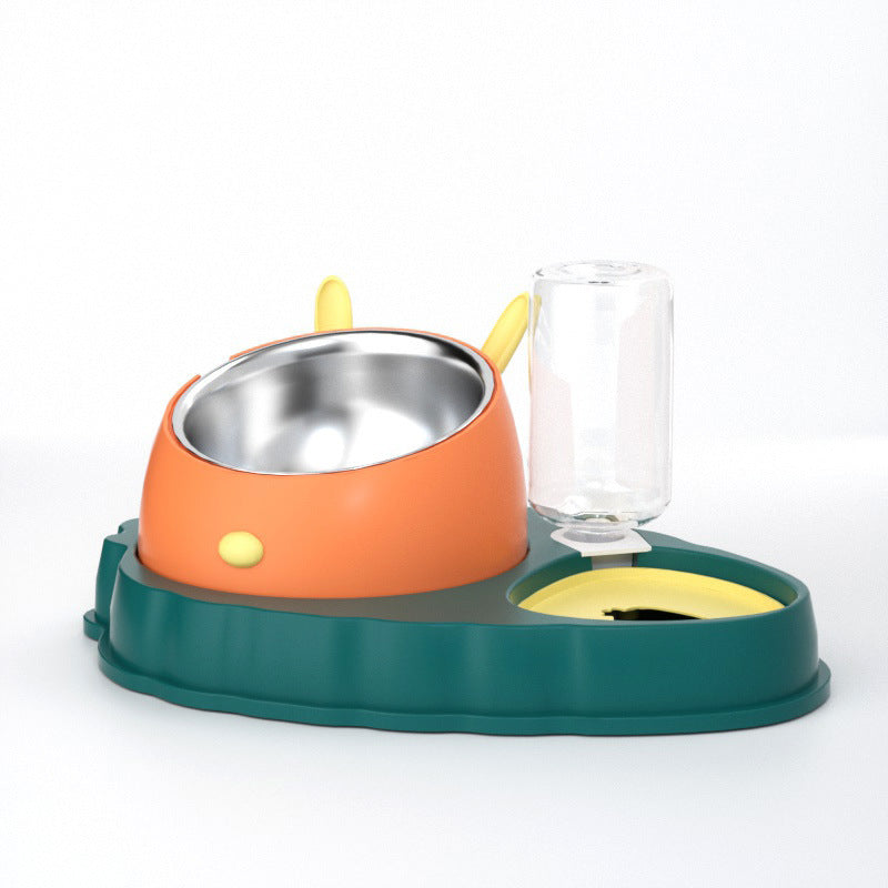 Double Bowl Stainless Steel Carrots Antiskid Pet Feeding Tool Tilt Design Carrot Appearance Dog Bowl For Indoor Pets Products - Pets Crazy Shops