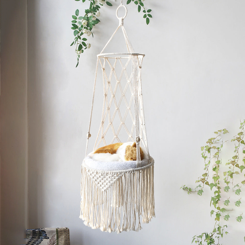 Macrame Hanging Pet Bed Macrame Cat Hammock Wall Hanging Cat Hammock Macrame Cat Bed-Pet Gifts Hammock Macrame Cat Swing - Pets Crazy Shops