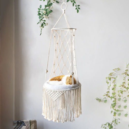 Macrame Hanging Pet Bed Macrame Cat Hammock Wall Hanging Cat Hammock Macrame Cat Bed-Pet Gifts Hammock Macrame Cat Swing - Pets Crazy Shops