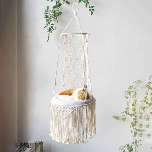 Macrame Hanging Pet Bed Macrame Cat Hammock Wall Hanging Cat Hammock Macrame Cat Bed-Pet Gifts Hammock Macrame Cat Swing  -  - Pets Crazy Shops -