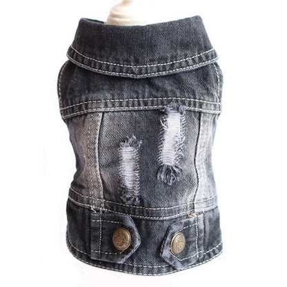 Designer Dog Clothes Small Dog Denim Jacket Coat Cat Costume Puppy Jeans Vest Spring Clothing - Pets Crazy Shops