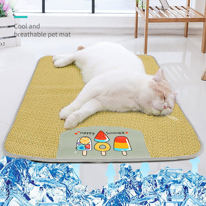 Pet Mat Ice Cool Grass Mat Dog's Nest Tengzhu Cooling Summer Pet's Nest Cat Sleeping Mat Anti Scratch Dog Bed Anti Moisture Dogs Cats Supplies Summer Pet Products - Pets Crazy Shops